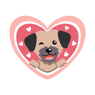 Vektör karikatür sevgililer günü tasarımı için kocaman kalbi olan sevimli köpek..