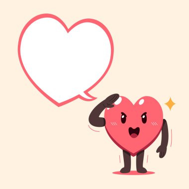 Vektör çizgi film kalp karakteri ile tasarımı için konuşma balonu.