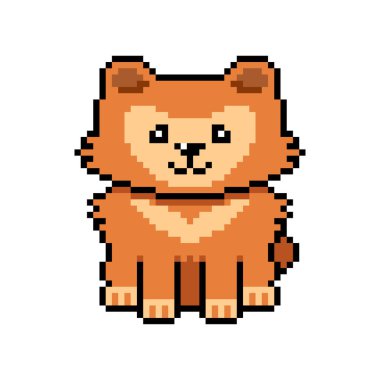 Piksel sanatı tasarım için geçmişe dönük sevimli pomeranian köpek vektörü.