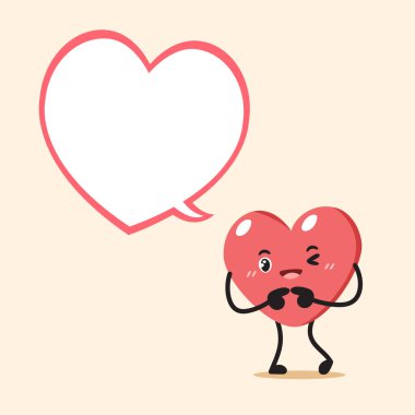 Vektör çizgi film kalp karakteri ile tasarımı için konuşma balonu.