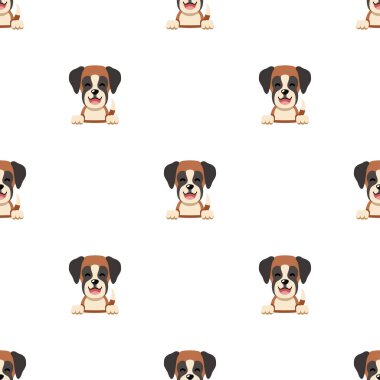 Tasarım için vektör karikatür karakteri şirin boksör köpek pürüzsüz desen arkaplanı.