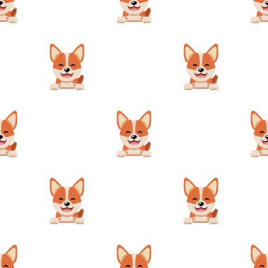 Tasarım için vektör karikatür karakteri şirin corgi köpek pürüzsüz desen arkaplanı.