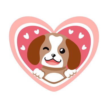 Tasarım için kocaman kalbi olan vektör karikatür sevgili köpeği..
