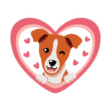 Vektör karikatür, sevgililer günü, tasarım için büyük bir kalbi olan sevimli Basenji köpeği..