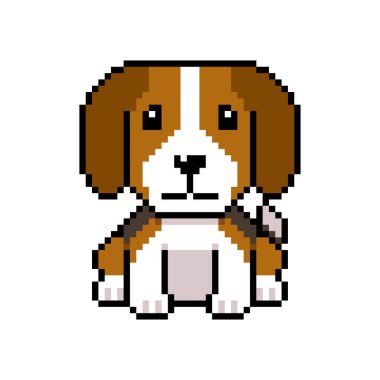 Tasarım için piksel sanatı sevimli beagle köpek vektörü.