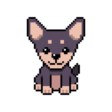 Piksel sanat şirin chihuahua köpek vektörü tasarım için geçmişe dönük.