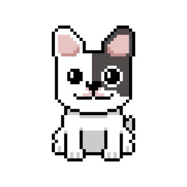 Piksel sanat sevimli Fransız bulldog vektörü geçmişe dönük tasarım tarzı.