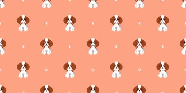 Çizgi film karakteri şirin süvari kral Charles spaniel köpek kusursuz tasarım arkaplanı.