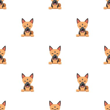 Tasarım için vektör çizgi film karakteri şirin Alman çoban köpeği kusursuz desenli arka plan.