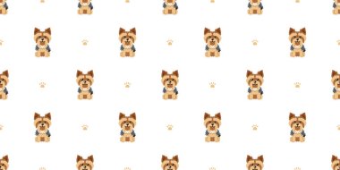 Çizgi film karakteri şirin Yorkshire Teriyeri tasarım için kusursuz desen arkaplanı.