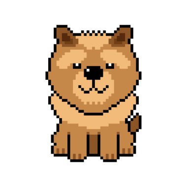 Tasarım için piksel sanatı şirin chow chow köpek vektörü.