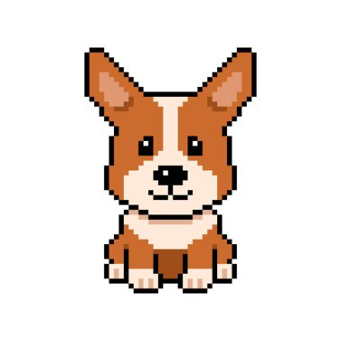 Tasarım için piksel sanatı sevimli corgi köpek vektörü.