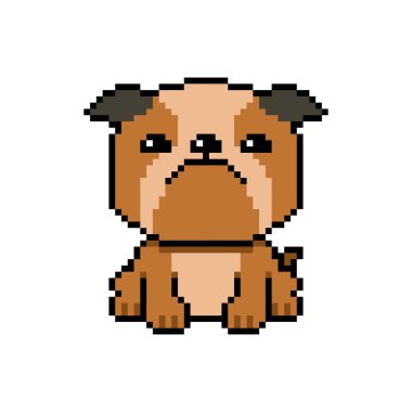 Piksel sanatı tasarım için geçmişe dönük sevimli bulldog vektörü.