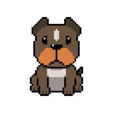 Piksel sanat sevimli pitbull terrier tasarım için geçmişe dönük köpek vektörü.