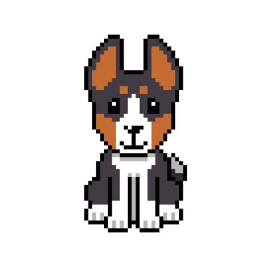 Piksel sanat sevimli basenji köpek vektörü tasarım için geçmişe dönük.