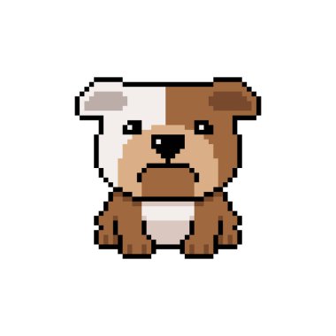 Piksel sanatı tasarım için geçmişe dönük sevimli bulldog vektörü.