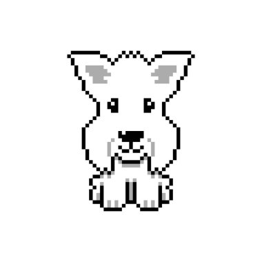 Piksel sanat sevimli malta köpek vektörü tasarım için geçmişe dönük.