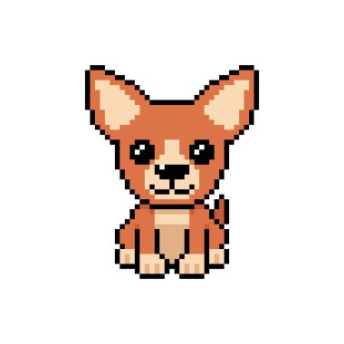 Piksel sanat şirin chihuahua köpek vektörü tasarım için geçmişe dönük.