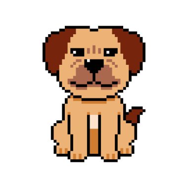 Piksel sanat tasarım için geçmişe dönük bir köpek vektörü.