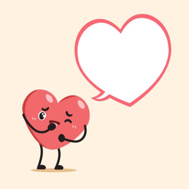 Çizgi film kalp karakteri ile tasarımı için konuşma balonu.