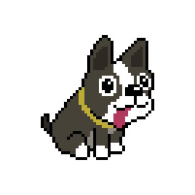 Piksel sanat Boston teriyeri tasarım için geçmişe dönük köpek vektörü.