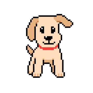 Piksel sanatı, tasarım için geçmişe dönük sevimli labrador Retriever köpek vektörü.