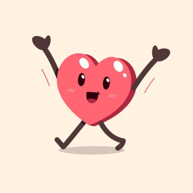 Tasarım için sevimli, mutlu ve sağlıklı bir kalp karakteri..
