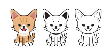 Tasarım için sevimli tekir kedilerden oluşan vektör çizgi film seti.