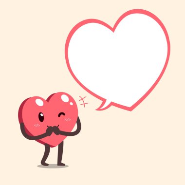 Çizgi film kalp karakteri ile tasarımı için konuşma balonu.