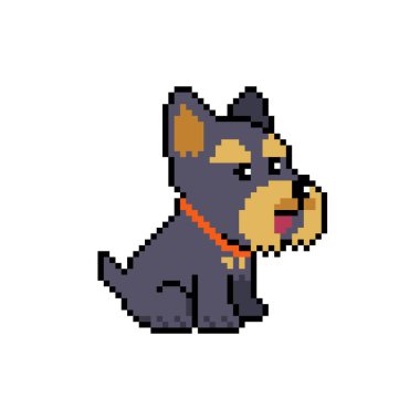 Pikseller tasarım için geçmişe dönük şirin Yorkshire teriyer köpek vektörü.