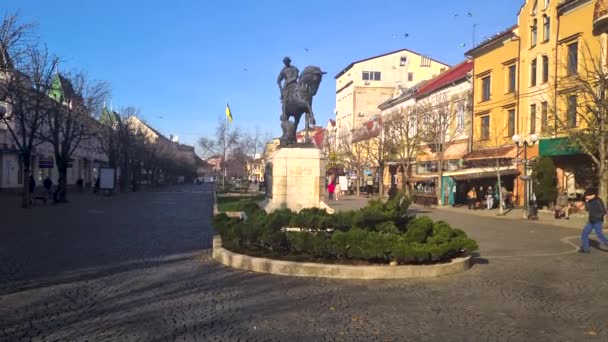 Mukachevo Ukrayna Aralık 2022 Mukachevo Sokaklarının Tarihi Merkezi Eski Şehrin — Stok video
