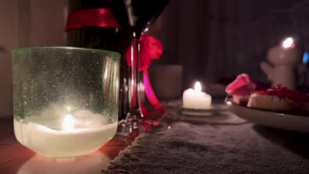 Festive Background Burning Candle Bokeh Copy Space High Quality Footage — Stockvideo