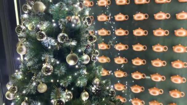 Interior Christmas Magic Glowing Tree House High Quality Footage — стоковое видео