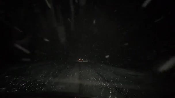 Snowy Road Slow Motion View Car — Stock video