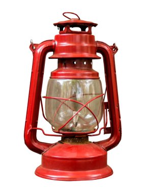 İzole edilmiş arka planda eski kırmızı gaz lambası. Yüksek kalite fotoğraf