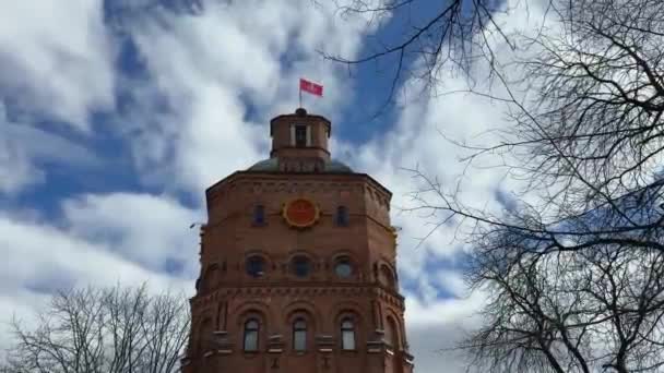 Vinnytsia Şehrinin Tarihi Merkezindeki Eski Kulesi Müzesi Ukrayna Sihirli Gökyüzü — Stok video