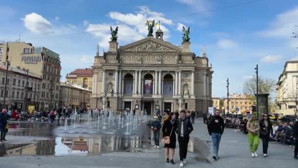 Lviv Ukraine May 2023 People City Tourists Citizens Walk Relax — Stock Video