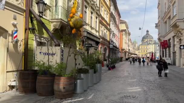 Lviv Ουκρανία Μάιος 2023 Πλατεία Της Αγοράς Και Πλατεία Του — Αρχείο Βίντεο