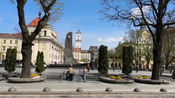 Lviv Ucraina Maggio 2023 Monumento Allo Scrittore Taras Shevchenko Lviv — Video Stock