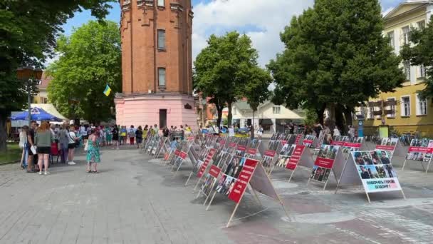 Vinnytsia Ukraine Julyl 2023 Rally Residents Central Pedestrian Street People — стоковое видео