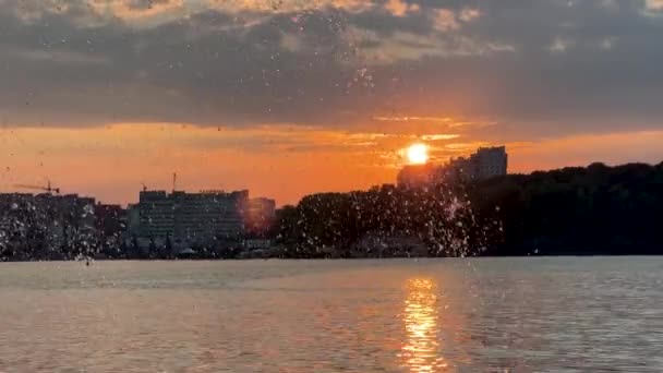 Ternopil Gölü Seti Akşam Batımı Gökyüzü — Stok video