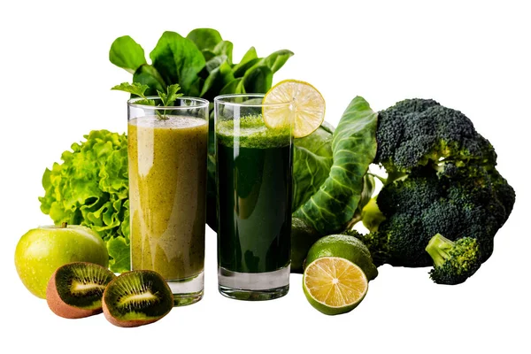Licuado Verde Kiwi Bebidas Veganas Coliflor Sobre Fondo Blanco Aislado Fotos De Stock