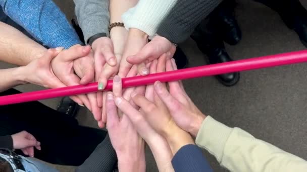 Team Building Hands Many People High Quality Footage — Stock Video