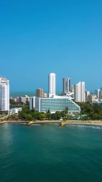 Cartagena Colombie Gratte Ciel Modernes Appartements Affaires Hôtels Vue Aérienne — Video