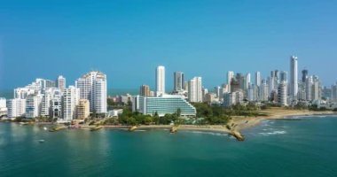 Bocagrande Cartagena de Indias Kolombiya Hava Panorama Görüntüsü.