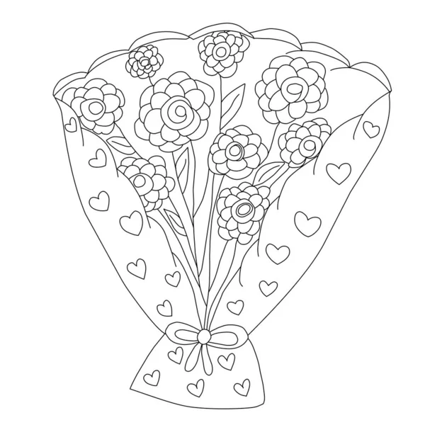 Flower Bouquet Illustration Lineart Hand Drawing Style — Stock Photo, Image