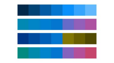 Mavi Grotto renk paleti. Mono, benzer, tamamlayıcı, üçlü renk. ui ux tasarımı için renk paleti. Grafik tasarımınız için soyut vektör çizimi