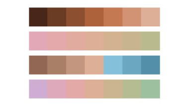 Dusty Rose renk paleti. Mono, benzer, tamamlayıcı, üçlü renk. ui ux tasarımı için renk paleti. Grafik tasarımınız için soyut vektör çizimi