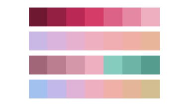 Gül suyu renk paleti. Mono, benzer, tamamlayıcı, üçlü renk. ui ux tasarımı için renk paleti. Grafik tasarımınız için soyut vektör çizimi