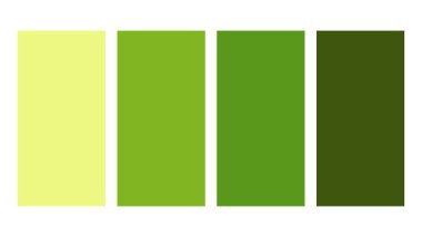 Zeytin yeşili, limon yeşili, sarı yeşil, yeşil renk paleti. Parlak renk palet kombinasyonunu rgb altıgeninde ayarla. ui ux tasarımı için renk paleti. Grafik tasarımınız, pankartınız, posteriniz için soyut vektör illüstrasyonuName